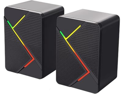 Mtucegi Lautsprecher Farbenfrohe LED Multimedia USB Soundbox Mit Magnetfuß Für Desktop Gaming Und Musik PC Musikliebhaber Lautsprecher