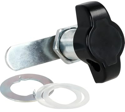 Gedotec Spindschloss aus Metall - Schwarz DIN Rechts - Ø 19 x 25 mm - Drehriegelschloss für Vorhängeschloss Ø 5 – 7 mm - Spind-Türschloss für Metallschränke, Holzschränke, Schließfachgriff 300