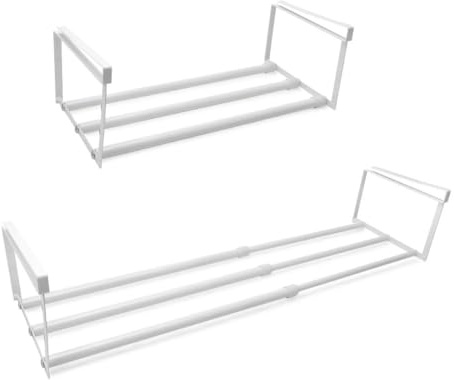 Wapasezyar Schuhregal Ausziehbar zum Aufhängen, Schuhorganizer Hängend, Schuhaufbewahrung Platzsparend, Regal für Kleiderschränken Büro Badezimmer Schrank Organizer(Weiß, 40-70cm)
