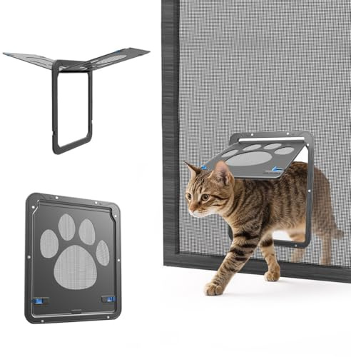 PETLESO Katzenklappe für Fliegengittertür, Freiheit für Haustiere EIN- oder Aussteigen Haustierklappe Fliegengitter Katzenklappe für Katzen/Kleine Hunde