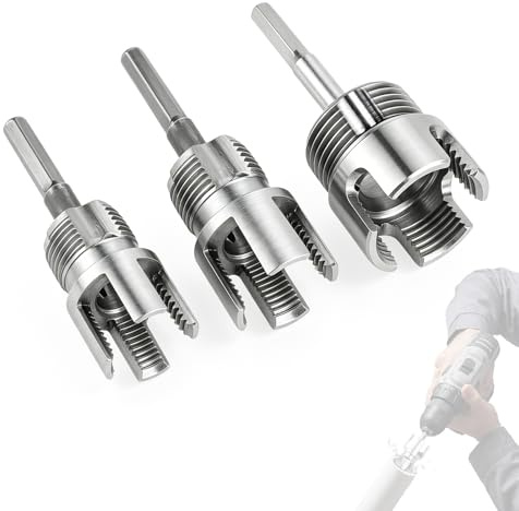 Lot de 3 tarauds de tuyau 1/2, 3/4, 1, outils de réparation et de nettoyage pour tuyaux en PVC, PP, PE, adaptés aux travaux de plomberie domestique et industrielle