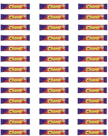 Chomp Bulk Multipack (40 Bars x 21g) – Traditional Milk Chocolate Covered Chewy Caramel Core Smooth British Candy Treat Box