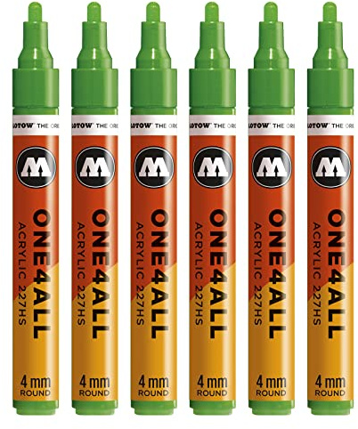 Molotow One4All 227HS Acryl Marker (4,0 mm Strichstärke, hochdeckend und permanent, UV-beständig, für fast alle Untergründe) 6 Stück Farbe 222 kacao77 universe green