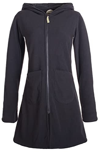 Vishes - Alternative Bekleidung - Einfarbiger Eco Fleecemantel mit Kapuze