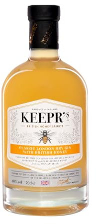 Keepr's Honey Gin - Classic London Dry Gin Infused with British Honey - 40% ABV, 70cl Bottle