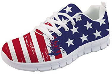 Coloranimal Leichte Laufschuhe, Laufschuhe, Jogger-Sneakers, amerikanische Flagge, bedruckt, Schnürschuhe, - US-Flagge - Größe: 41 EU