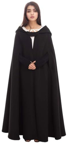GRACEART Gothic Mittelalter Unisex Poncho Cape Fledermaus Shal Umhang Überwurf (Lang- Schwarz)