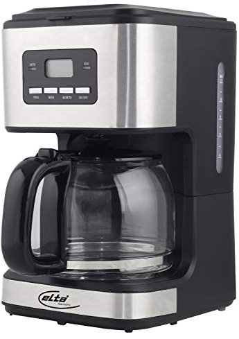 Elta Kaffeemaschine Silver Line KM-900.15TS (900 Watt, 1,5L Glaskanne, Timer- und Preset-Funktion, Edelstahloptik, 14 Tassen, Warmhaltefunktion), Farbe:silber
