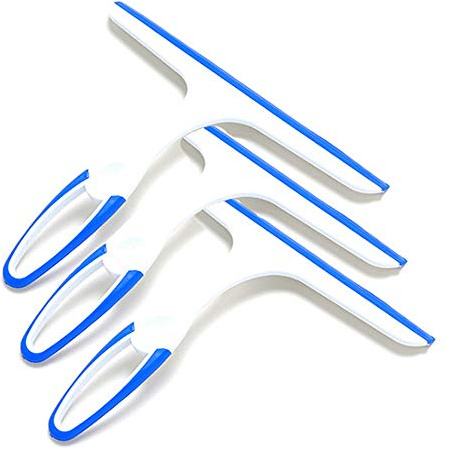 zhouzhouji Mini Glass Window Soap Cleaner Wiper Squeegee Home Car Blade Bathroom Mirror Shower (3PCS blue)