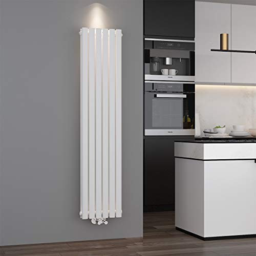ELEGANT Design Paneelheizkörper Röhren 1600 x 354 mm Weiß Doppellagig Badheizkörper Mittelanschluss Vertikal Röhren Heizkörper
