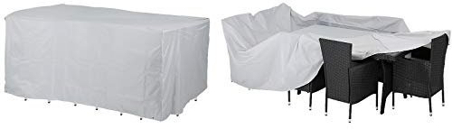 Kingsleeve Housse Protection pour Salon de Jardin 8+1 bâche Gris 308x138x89 cm Oxford 420 D indéchirable Hydrofuge