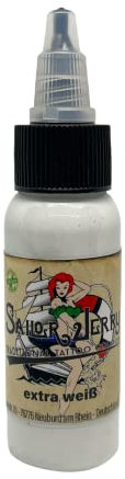 SAILOR JERRY Extra Weiß 30ml - vegan - Reach DE + Zertifikat - deutsche Tattoofarbe mit Zertifikat - INKgrafiX® WHITE IG04345 Tattoo INK Weiss Extraweiß