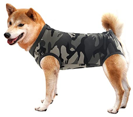 Dotoner Krankenhausanzug für Hunde und Katzen, Wundschutz für Welpen, medizinische Kleidung, nach Operationen, Ersatzkragen und Kegel (XL, Camouflage)