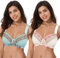 Curve Muse Reggiseno con Ferretto Minimizer da Donna Taglie Forti con Ricamo in Pizzo-Confezione da 2-Foschia Blu, Rosa Chiaro -5C