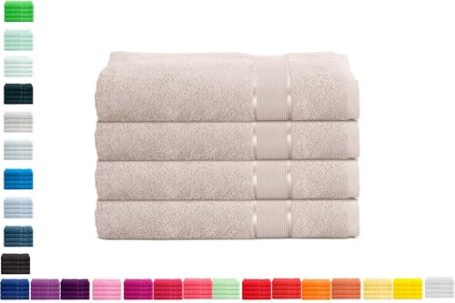 Mixibaby 4er Handtuchset Handtuch Handtücher 50cm x 100cm Frottee 100% Baumwolle 500g/qm, Farbe:Beige