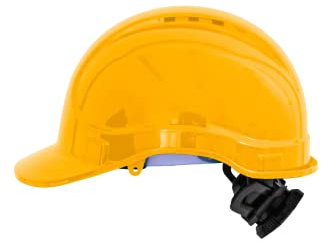 IRUDEK STILO 300 V Schutzhelm Gelb – Industriesicherheitshelm aus ABS mit Belüftung, elektrischer Isolierung bis 1000 V AC / 1500 V DC, 6-Punkt-Gurt, Ratschenverschluss – EN 397 / EN 50365