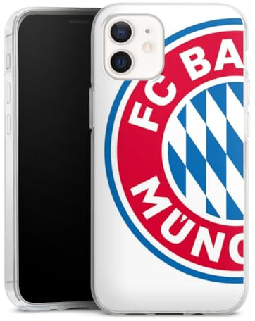 Silikon Hülle kompatibel mit Apple iPhone 12 Case transparent Handyhülle FC Bayern München Logo FCB