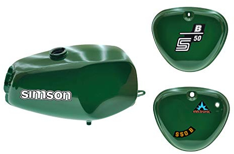 Büffeltank Set mit Seitendeckel für Simson S50 S51, billard-grün, innen versiegelt