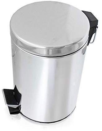 BITUXX Abfalleimer Kosmetikeimer Mülleimer 3L Treteimer Badeimer 3 Liter für Küche Bad Haushalt Aluminium Silber
