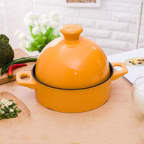 Tajine Kochtopf, Kochtopf Home Suppentopf Slow Cooker, 1,3 l Auflauf Stewpot, für Verschiedene Kochstile und Temperatureinstellungen Cast/Orange