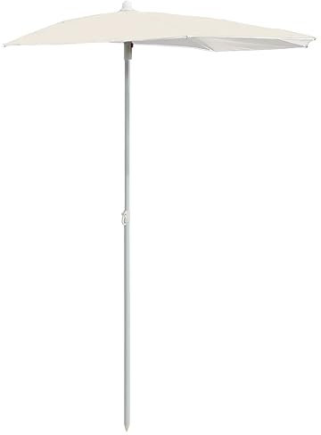 vidaXL Ombrellone Semicircolare da Giardino con Palo 180x90 cm Sabbia