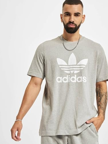 adidas Herren Trefoil T-shirt T Shirt, Medium Grey Heather/White, M