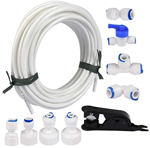 URCheers 1/4 Zoll, 1/2 Zoll, 3/4 Zoll 15 m Wassereinlassrohr Universal-Anschlusskit für Kühlschrank nebeneinander Kühlschrankschlauch Wasserschlauchanschluss