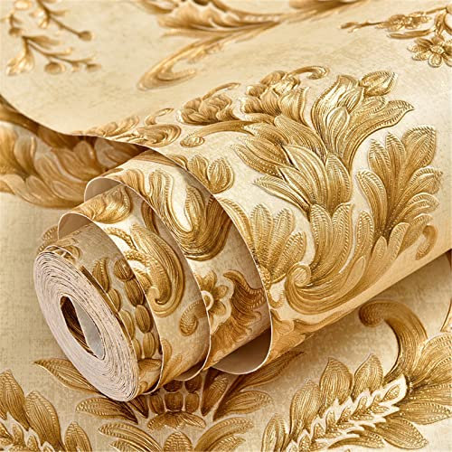 SWECOMZE Möbelfolie Selbstklebend, Retro 3D Folie Klebefolie Möbel, 53x500cm, PVC Wasserdicht Folie Selbstklebend, für Möbel Küche Küchenschrank Schminktisch Deko DIY (Gelb)