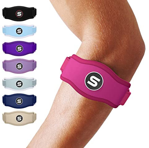 Sleeve Stars Ellenbogenbandage - Tennisarm Bandage und Golferarm Bandage für Sehnenentzündung, Sehnen- & Unterarm Schmerzen, Passt 22-58 cm mit 3 Ellbogen Bändern für Herren & Damen - Einzeln/Rosa
