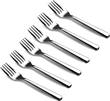 CAMRI Cake Forks - Mini Fork for Dessert, Pastry, Fruit & Salad, Stainless Steel Small Forks Pack of 6, 5.3 Inch, Cutlery Starter for Home Kitchen & Restaurant (C37 – Set of 6)