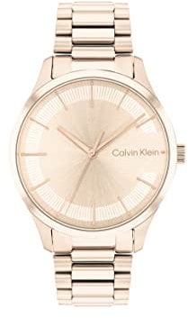 Calvin Klein Montre Analogique à Quartz pour Homme et Femme Collection Iconic Bracelet - 35MM avec Bracelet en Acier Inoxydable Couleur Or Rose Clair - 25200042