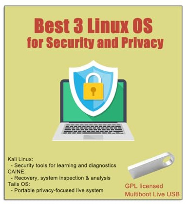 EZITSOL Kali Linux USB 2022, Tails Linux 5.9, Caine 12.4,32 GB 3-in-1 bootfähiges Linux-USB-Flash-Laufwerk, digitale Forensics-Werkzeuge, nonymes Surfen für beste Sicherheit und Privatsphäre