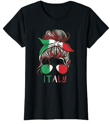Italienerin Geschenke Italien Flagge Frau mit Sonnenbrille T-Shirt