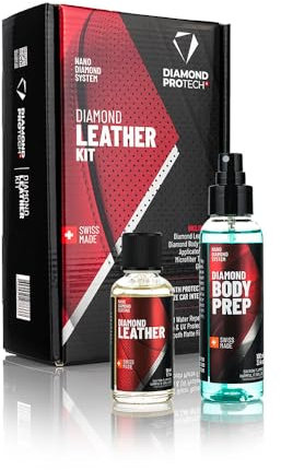 Diamond Leather Kit - Diamond ProTech Leather 50 ml e Diamond Body Prep 100 ml - Kit Trattamento Idrorepellente per Pelle con Detergente Spray - Soluzione Idrorepellente Fino a 12 Mesi