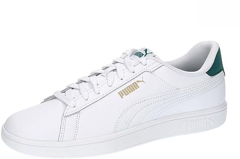 PUMA Smash 3.0 L, Sneaker Unisex-Adulto, Bianco White-Malachite Gold, 43 EU