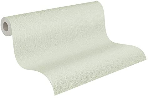 A.S. Création Jade 2 Vliestapete mit Textilmuster Unitapete 10,05 m x 0,53 m - Grün, Hellgrün - einfarbige Strukturtapete Made in Germany - 390402