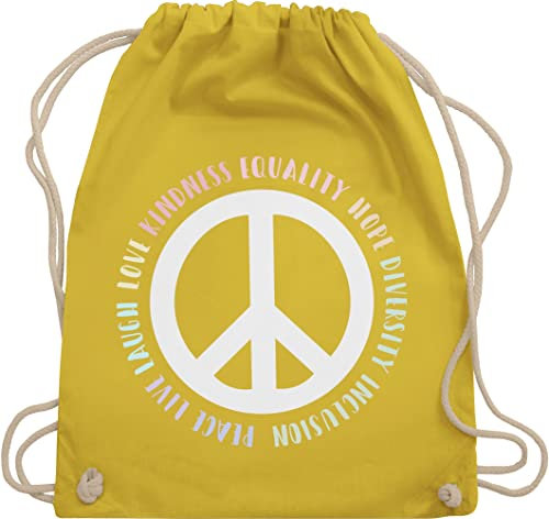 Shirtracer Turnbeutel Rucksack - LGBTQ Kleidung Pride Flag - Kindness Equality Love Peace - Unisize - Gelb - lgbtqia gym bag lesbian queer gay lqbtq lgbt csd regenbogen