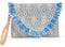 QTKJ Straw Clutch Purses, Straw Beach Bag for Women, Bohemian Handmade Woven Handbags, Tassels Summer Beach Bag Vacation, Travel（Blue）, Blue