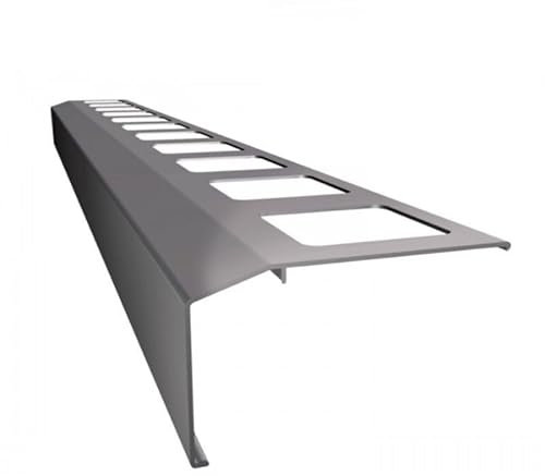 Renoplast® Profilé d'égout en Aluminium K301 200cm Gris | Finition de Terrasses | Sols Carrelés sur Mortier-colle | Systèmes D'évacuation d'eau | Cornière | Protection Anticorrosion Profilés de Balcon