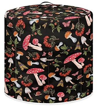 SCRAWLGOD Mushroom Garden Appliance Covers,Rice Cooker Dust Cover with Pockets for Pressure Cooker Toaster Oven Bread Masker Kitchen Aid Mixer Accessories