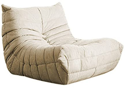 GAGALU Lazyboy Sofasessel, Loungesessel, Wohnzimmer, Schlafzimmer, kleines Sofa, kann Sich hinlegen und schlafen, hohe Elastizität zurück zum Schwamm,Off White