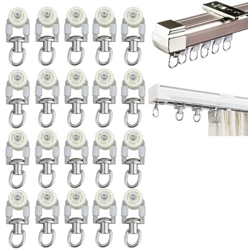 20 Stück Vorhang Schiene Rollen, Gardinenrollen, Vorhang Track Roller, Geeignet zum Aufhängen von Vorhängen(Mittlere Größe)