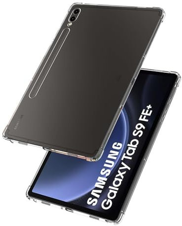 MEMELOKA Cover per Samsung Galaxy Tab S9 FE+/Tab S9 FE Plus 12.4 Pollice, Trasparente Morbido TPU Silicone Protettiva Custodia Antiurto Anti-Graffio Bumper con Angoli Rinforzati