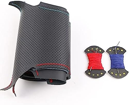 Schwarzer Leder-Auto-Lenkradbezug, für Peugeot 206 1998–2005, 206 SW 2003–2005, 206 CC 2004 2005, handgenähter Auto-Lenkradbezug