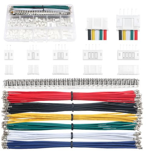 Lyeteung 420 PCS 2.0mm JST-PH Connector Kit, JST-PH 2/3/4/5/6 Pin Housing Female and Male Connector Plug, with 22AWG Pre-Crimped Cables Wire and Female Pin Crimp Terminal (Double)