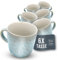 Tasse 6er Set en Grès Ibiza - Chic et Moderne, Compatible Lave-Vaisselle et Micro-Ondes - Pure Living Ensemble de Tasses à Café et à Thé Cool en Beige-Bleu