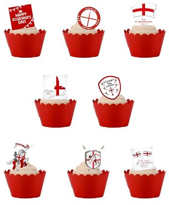 Top That 33 Stand Up St George's Day English Celebration Themed Edible Wafer paper Cake Toppers Decors