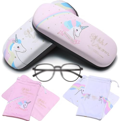 IhLux 2 Pezzi Custodia Occhiali, Unicorn Astuccio Occhiali, Custodia Occhiali Rigida, Custodia Occhiali per Bambini, Portaocchiali Astuccio Rigido per Occhiali da Vista e da Sole