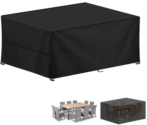 LAMUNI Housse Salon de Jardin 220x130x85cm Housse de Protection pour Meubles de Jardin, 420D Oxford Tissu Housse Table de Jardin Imperméable Bache Salon de Jardin Exterieur, Anti-UV, Rectangulaire