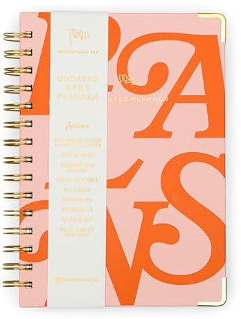 Designworks Ink Typography 13-Monatsplaner und Stickerbogen, undatiert, 146 Seiten, mit den Maßen 15,8 x 21,1 cm, AGS68-1838EU